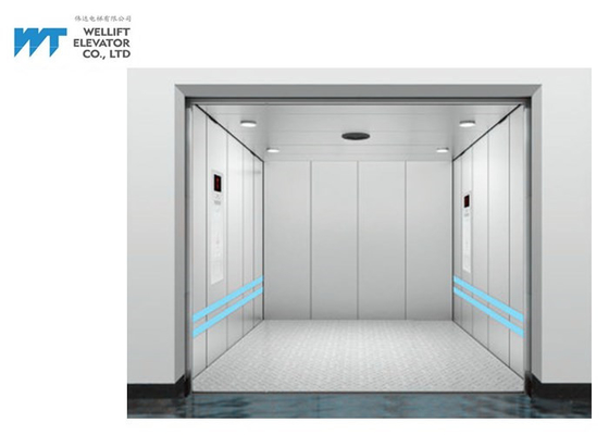 Upmarket Residential Freight Elevator Stainless Steel Finish Cabin With Crash Barrier