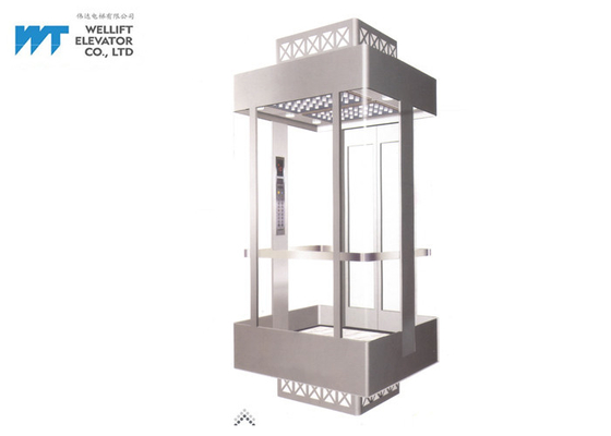 Steel Plate Spraying Elevator Cabin Decoration With PM Gearless Traction Machine