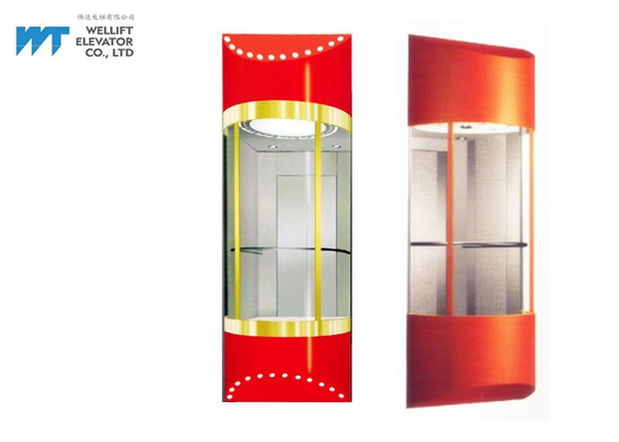 Semi Circular Glass Elevator / Sightseeing Elevator Speed 1.0-2.0M/S Load 630-1600KG